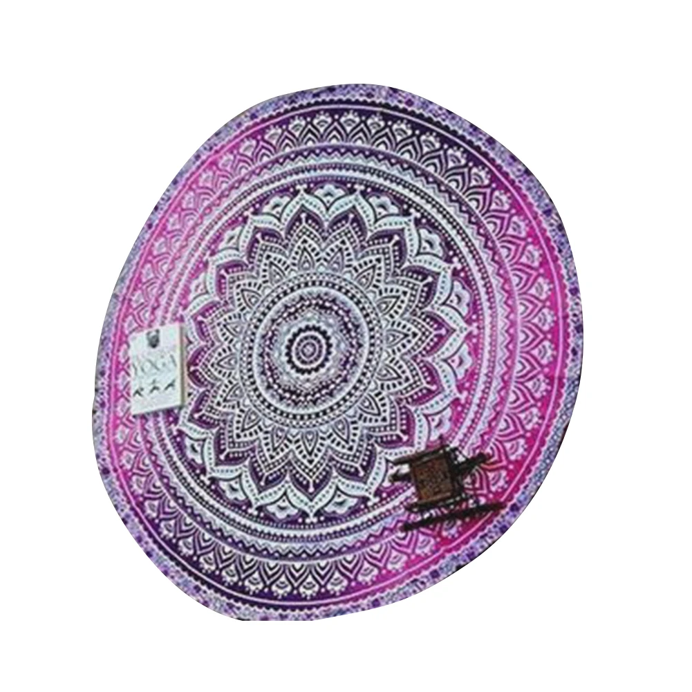 1 Pack Retro Style Round Tapestry Chiffon Sunblock Shawl Beach Towel Outdoor Yoga Picnic Mat Towel Easy Dry