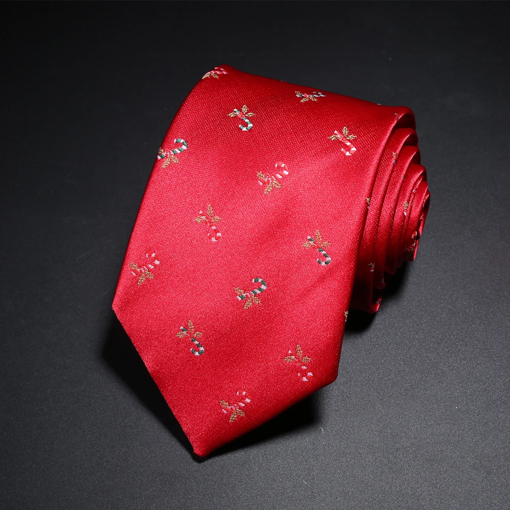 JEMYGINS-corbatas de Navidad para hombres y niños, corbata de copo de nieve de Papá Noel, tejido Jacquard de seda roja y verde, regalo de Navidad,