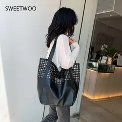 Women's Western-style texture large-capacity rivet simple bucket bag match everything fashion 2021