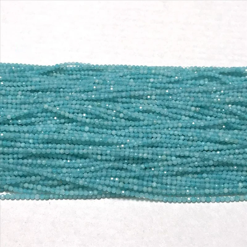 Natural Blue Amazonite stone 2-5.5mm new faceted Round loose beads diy woman jewelry