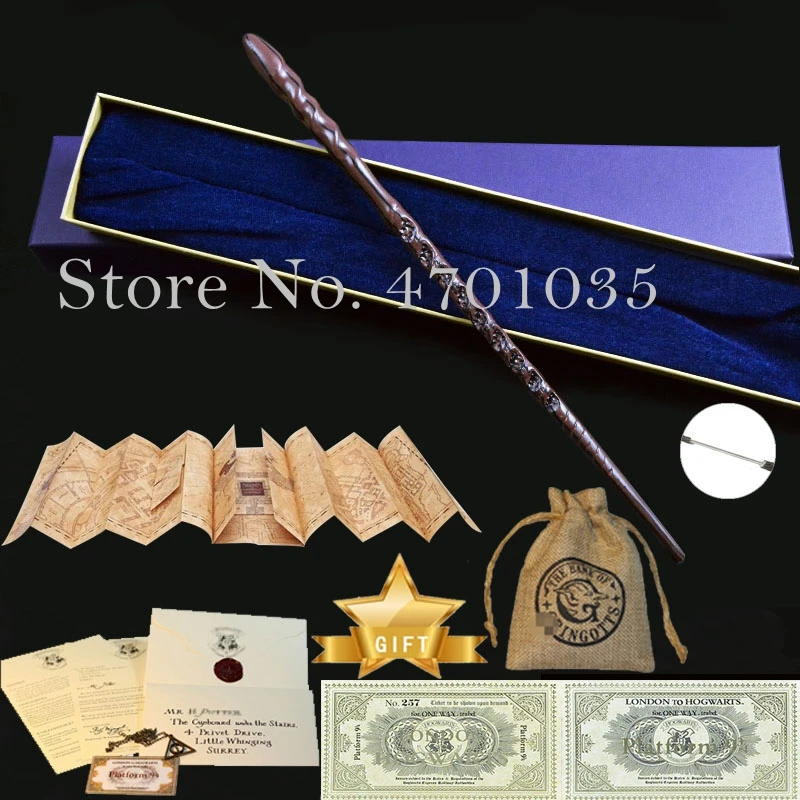 33 Kind Magic Wands with Map Letter Tickets Coins Bag With Ribbon Box