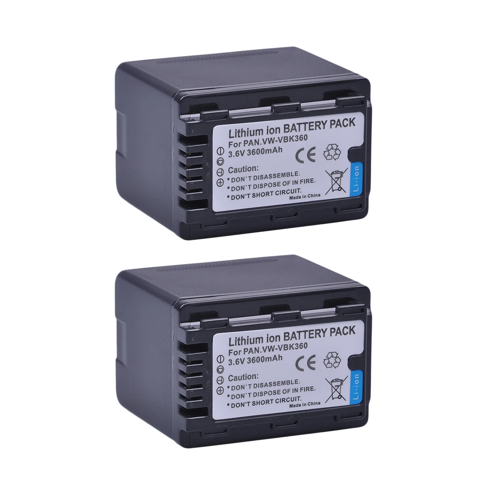 3600mAH VW-VBK360 VWVBK360 Camera Battery for Panasonic HDC-HS80 SD40 SD60 SD80 SDX1 SDR-H100 H85 H95 HS60 HS80 TM60