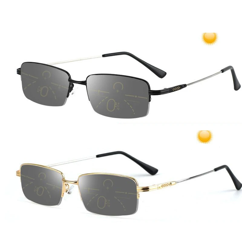 

Titanium Progressive Photochromic Reading Glasses Men Sun Automatic Discoloration Multi Focus Presbyopia Hyperopia Glasses 3.0