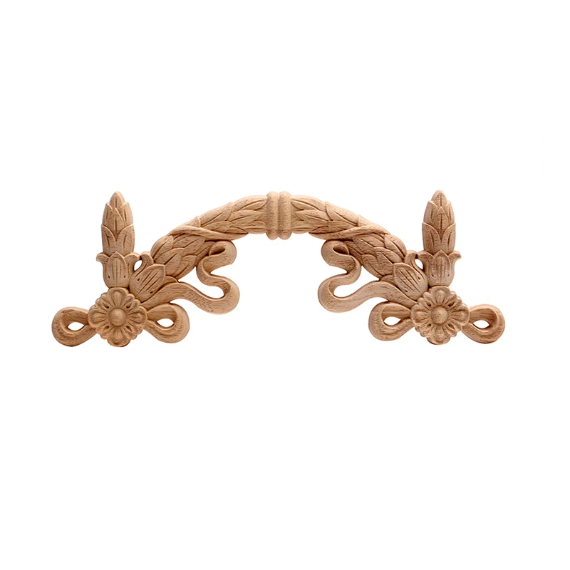 European-style Wood Carving Decal Solid Wood Furniture Decorative Accessories Door Heart Long Flower Pieces Wholesale and Retail