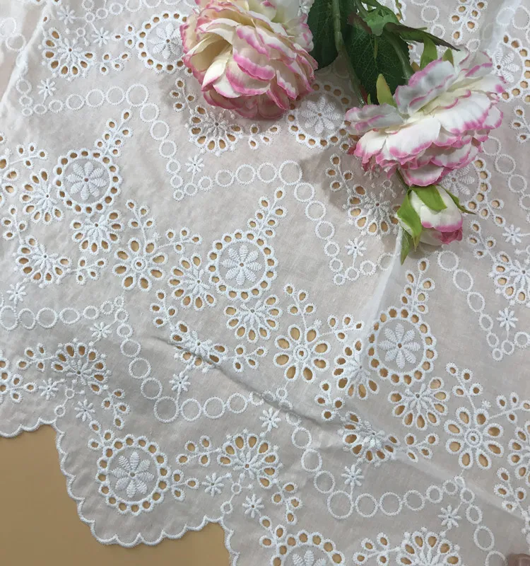 Free Shipping High Quality Cotton Applique Embroidered Lace Fabric   Flowers DIY Accessories