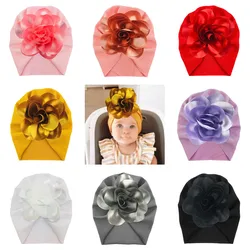 19*20 CM Soft Skin-friendly Warm Baby Girls Indian Hat Solid Color Handmade Flowers Newborn Caps Children Headwear Birthday Gift