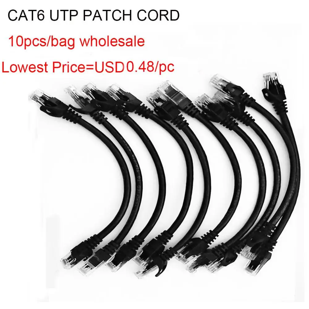 10pcs/Lot 0.5FT 0.65FT 1FT 1.65FT Hot Sells CAT6 UTP Round Cable Ethernet Cables Network Wire Cable RJ45 Patch Cord Lan Cable