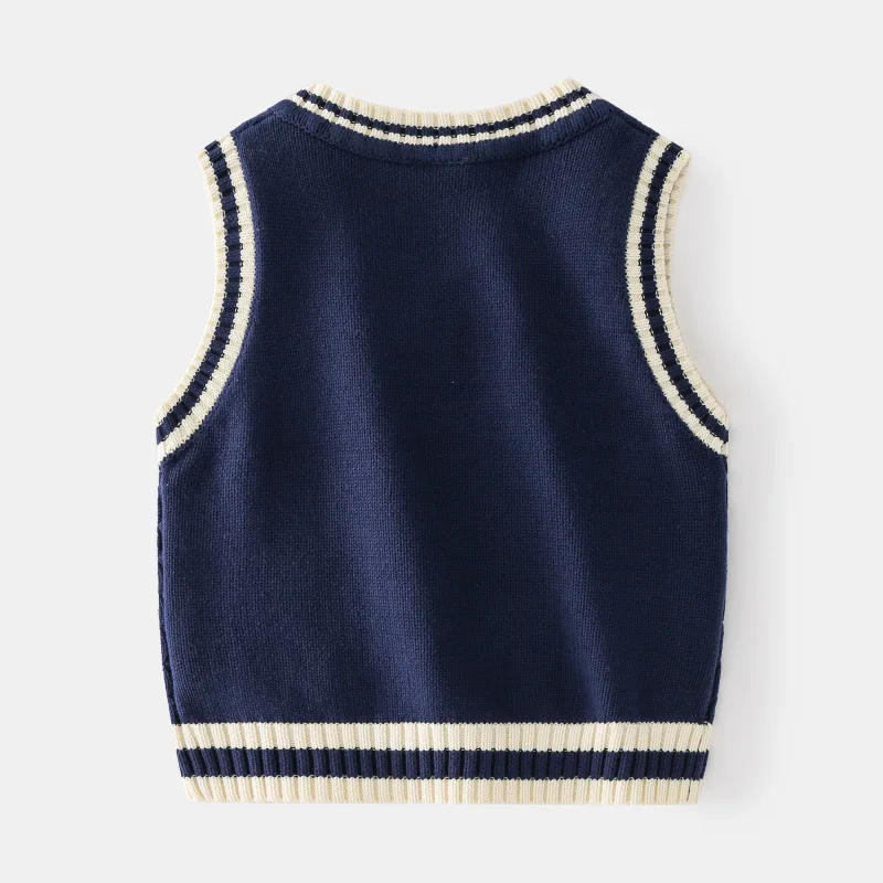 Chaleco de algodón de punto con cuello en V para niños, Top de alta calidad, ropa para niños de 2 a 8 años, primavera y otoño