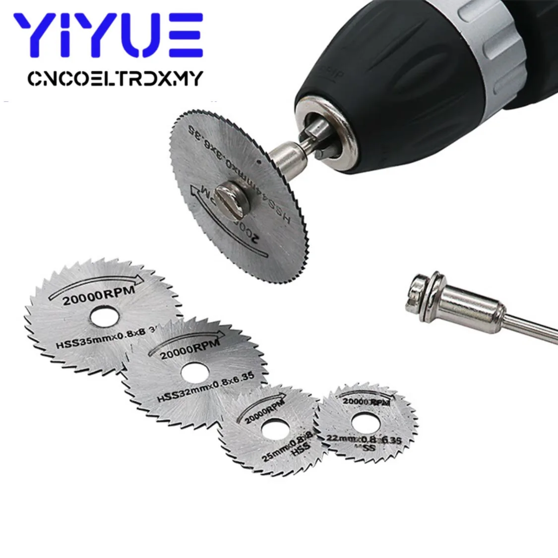 Mini HSS Circular Saw Blade, Ferramenta Rotativa para Dremel Metal Cutter, Power Tool Set, Discos De Corte De Madeira, Drill Mandrel Cutoff, 7Pcs