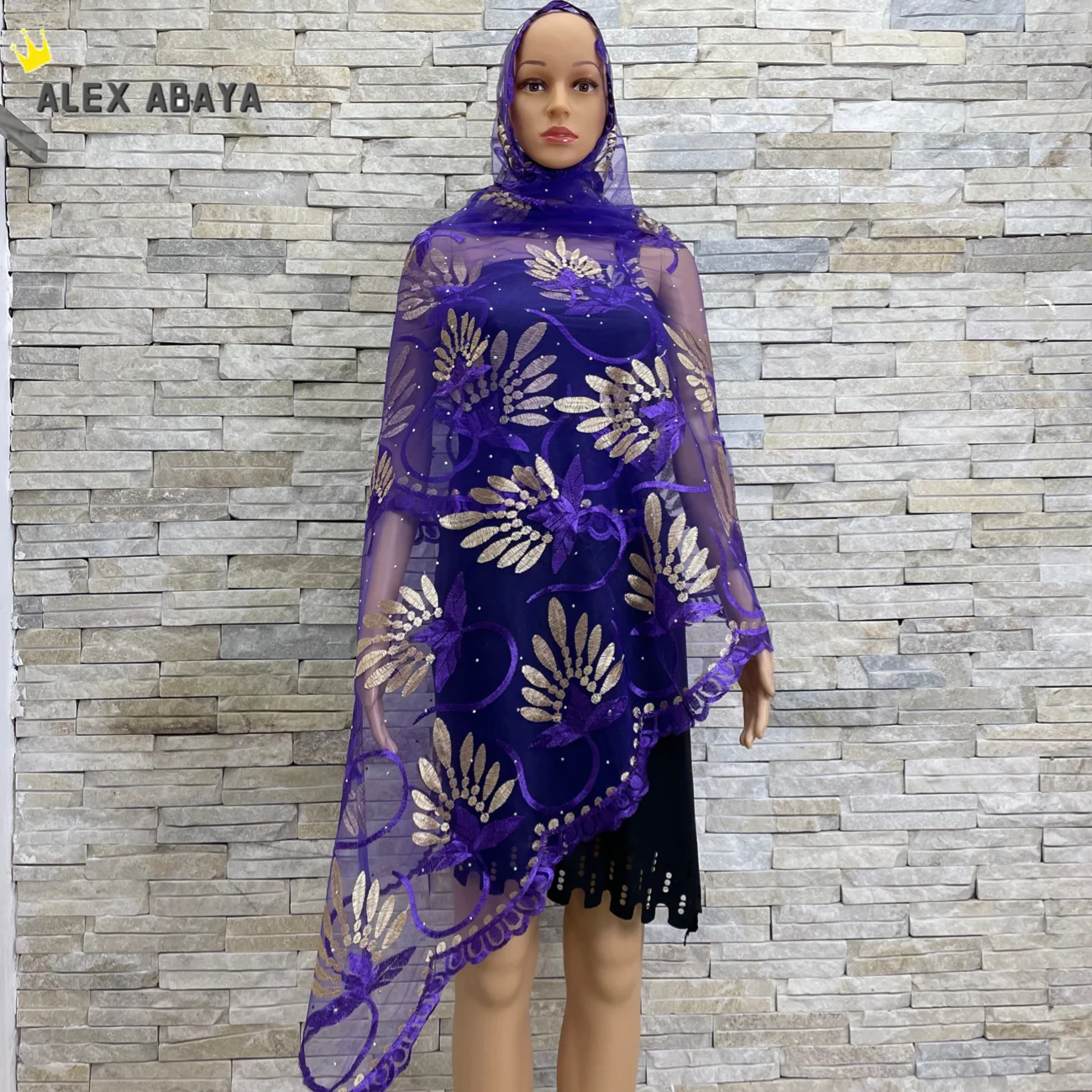 2021 African Women Hijab Soft Net Scarf Dubai Fashion Headwraps Embroidery Muslim Hijab Scarf for Shawls Wraps Islamic Turban