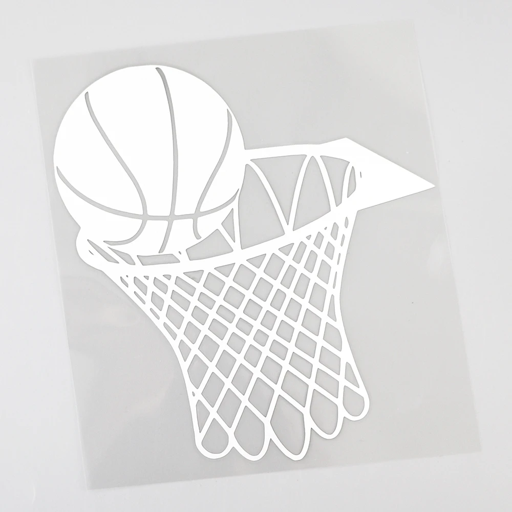 YJZT 14.8CMX15.9CM Fun Basketball And Net Hoop Decal Vinyl Car Sticker Black/Silver 8A-1078