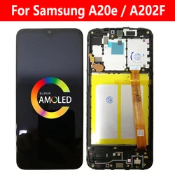 For Samsung Galaxy A20e LCD A202F Display With Frame A202 LCD SM-A202F/DS Screen Touch Digitizer Assembly Super AMOLED Parts