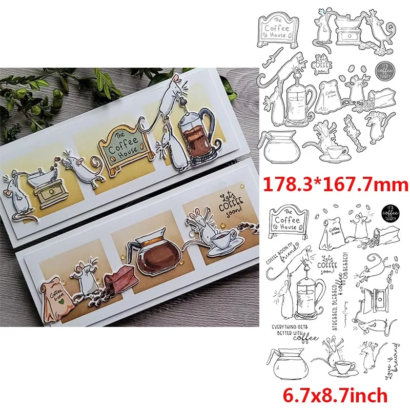 

"Let's Coffee Soon"Metal Cutting Dies & Matching Stamp For DIY Scrapbooking Craft Embossing Stencil Die Cut Album