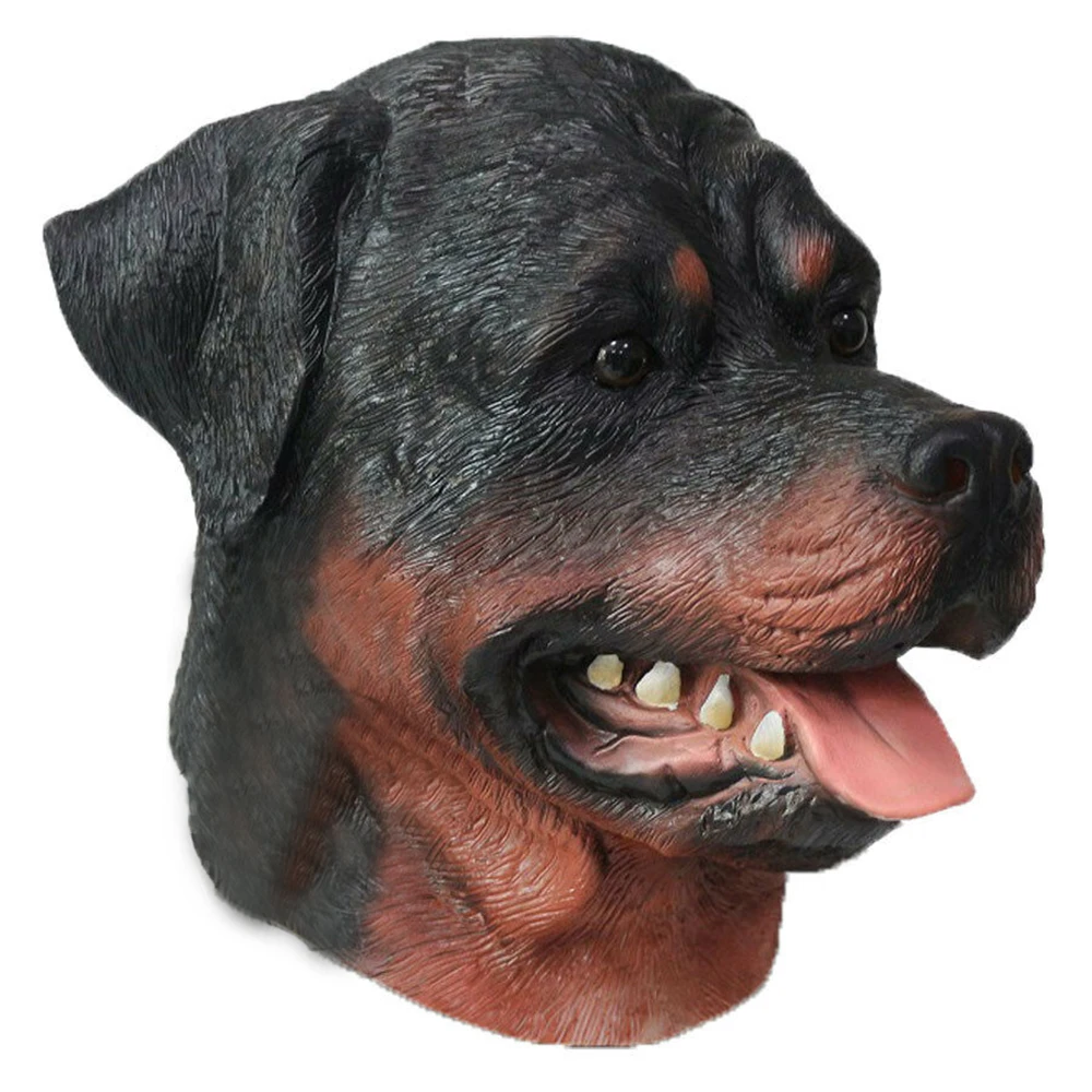 Latex Full Head Animal Rottweiler Dog High Quality Fancy Dress Up Carnival Mask