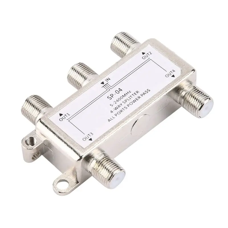 5-2400MHz 4 Way Digital Coax Cable Splitter 4 Channel Satellite/Antenna TV Signal Distributor Receiver for SATV/CATV