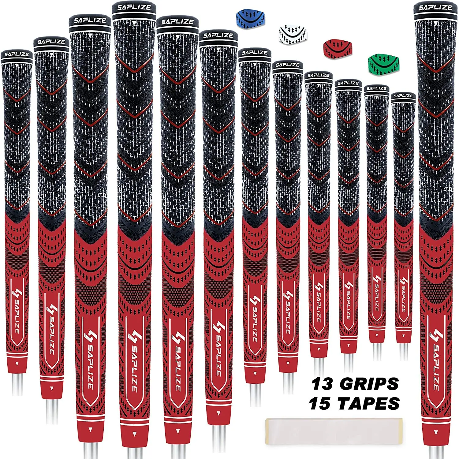 

SAPLIZE Golf Grips, 13 Grips with 15 Free Tapes or 13 Grips with Full Regripping Kit, MultiCompound Hybrid Golf Club Grips