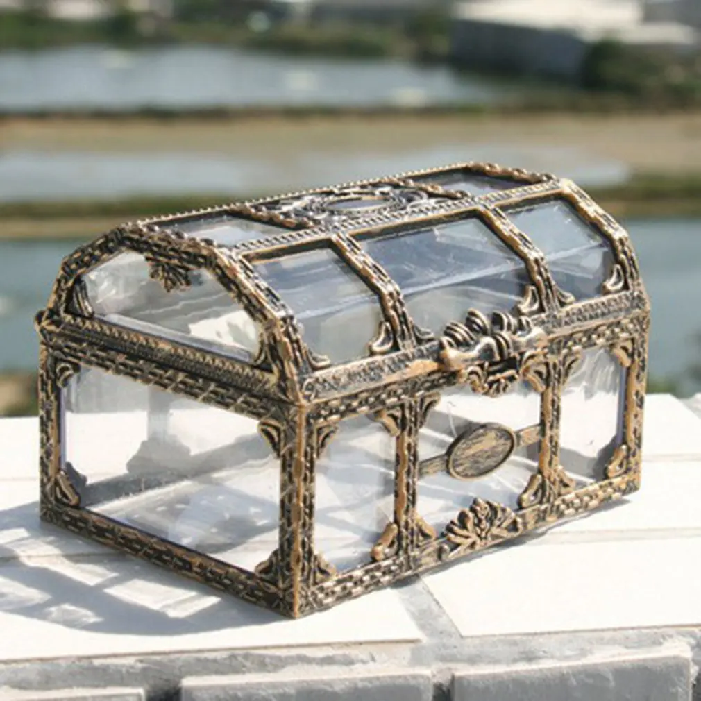 

Transparent Treasure Box Crystal Gem Plastic Box Pirate Scene Decoration Props Storage Case Large Capacity