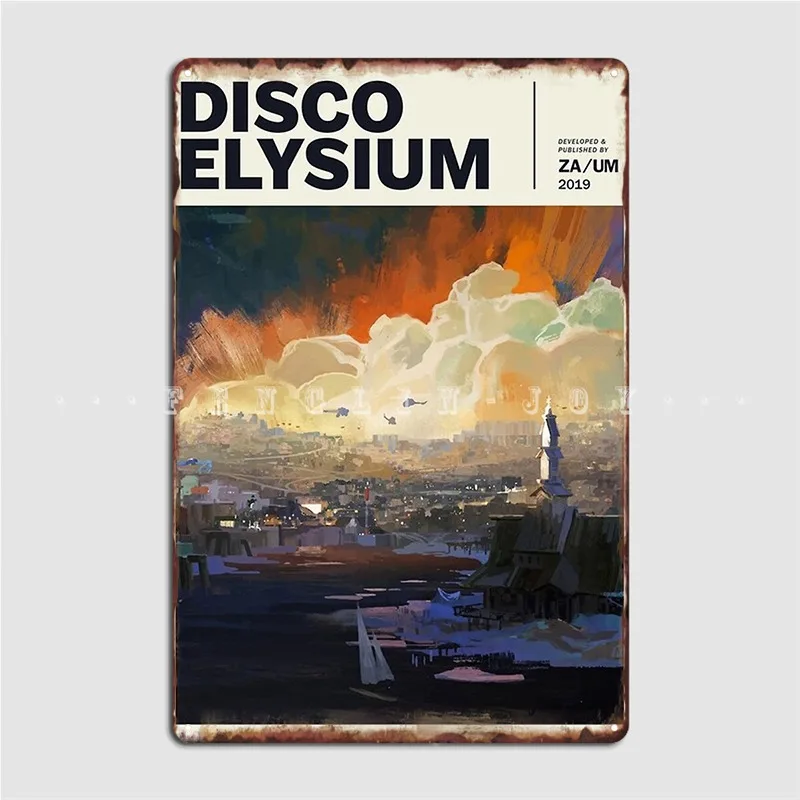 Disco Elysium Metal Sign Wall Mural Garage Decoration Home Design Tin Sign Poster