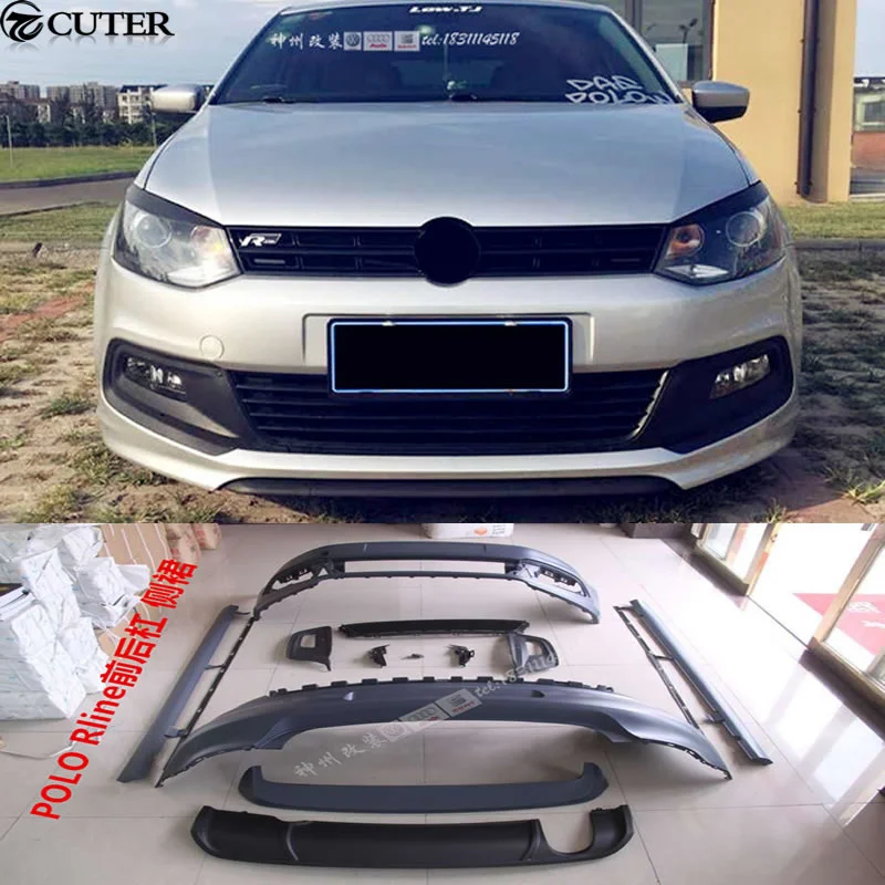 

Polo Gti R-line Style Car Body Kit Pp Unpainted Front Bumper Rear Bumper Side Skirts for Volkswagen Vw Polo Gti 11-16