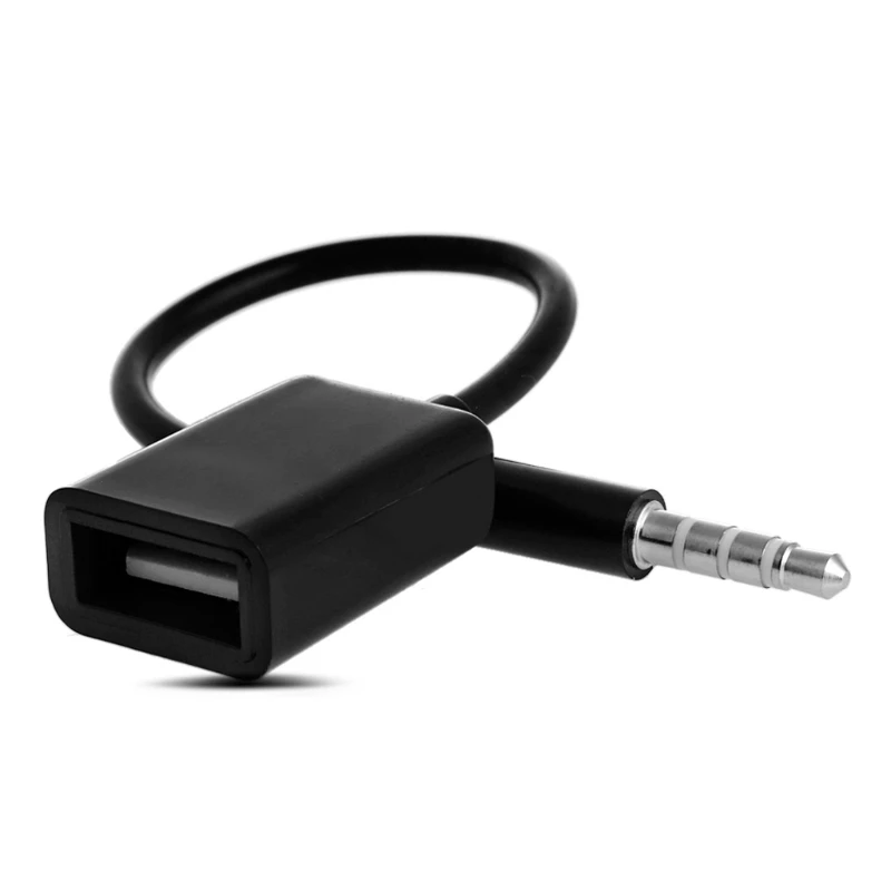 3.5mm Male AUX Plug Jack To USB 2.0 Female Converter Cable Cord Car MP3 Q39D