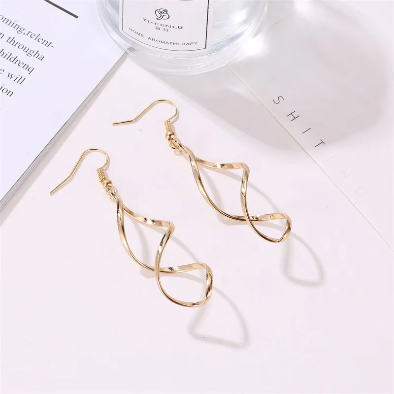 Metal Knot Twist Hanging Earrings For Women Hollow Geometric Exaggerated Brincos Party Vintage Boho Jewelry Christmas Gifts