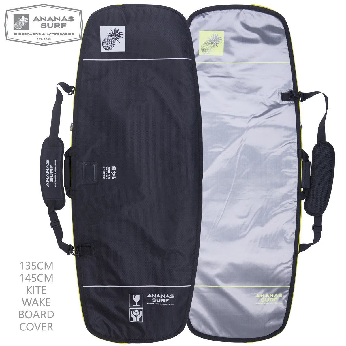 Ananas Surf Twintip Kiteboard Travel Bag Kitesurf Board Cover For 135, 145cm Wakeboard Wakesurf  Protective Boardbag