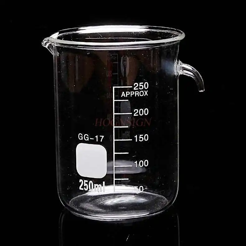 Overflow Cup Glass Overflow Cup Beaker with Mouth Chemical Experiment Equipment Vessel Glass Instrument 250ml