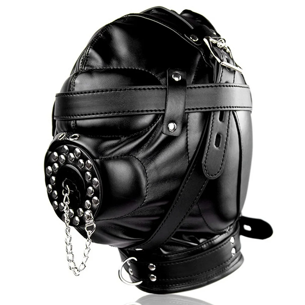 

Full Cage Head Harness Fashion Punk Exotic Costume Rivet Accessories Leather Headgear Golden Lock Decoration Cosplay Sexy Fetish