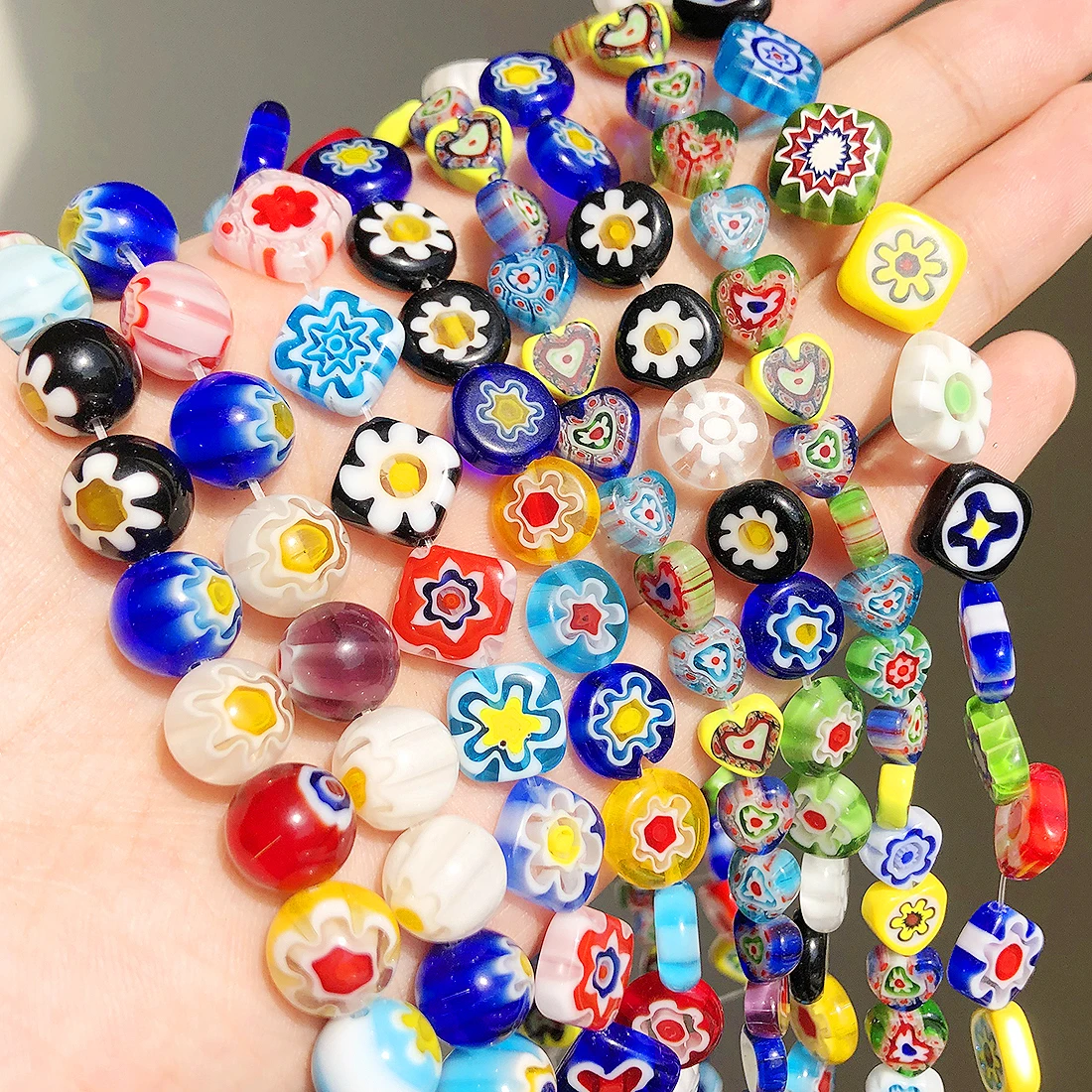 Fashion Multicolor Murano Lampwork Flower Beads For Jewelry Making Diy Crafts Accessories Round Glass Beads Wholesale