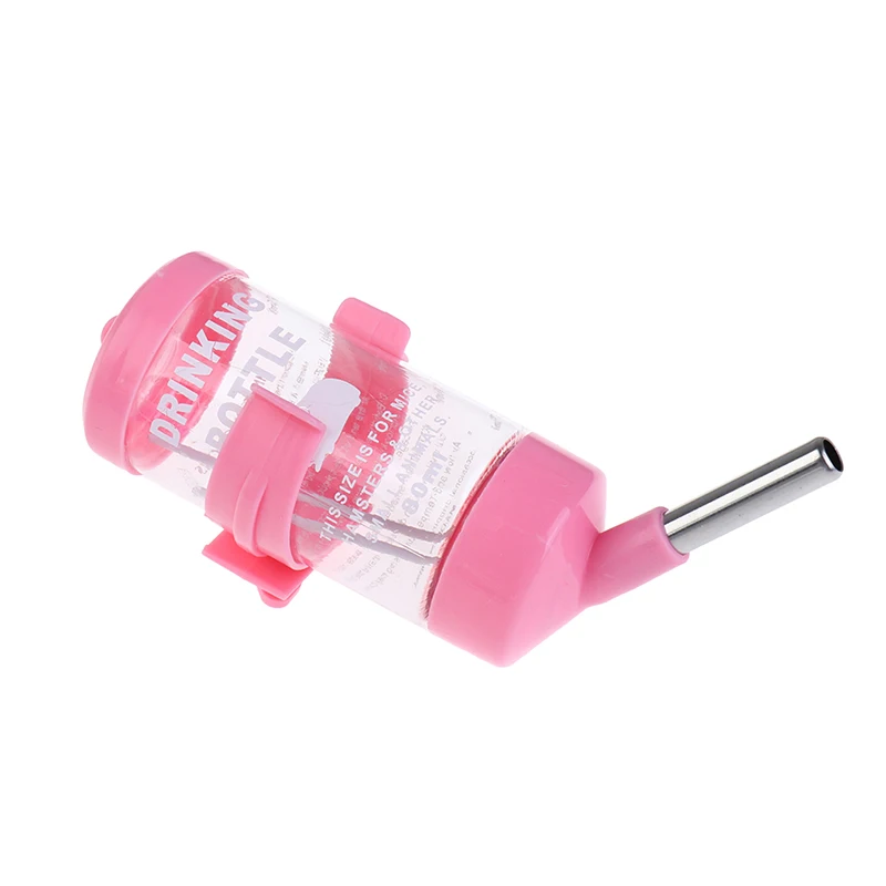 Dispensador de botellas de agua de plástico para hámster, comedero colgante para mascotas, conejillo de indias, ardilla, tubería de cabeza, 80ml, 1 ud.