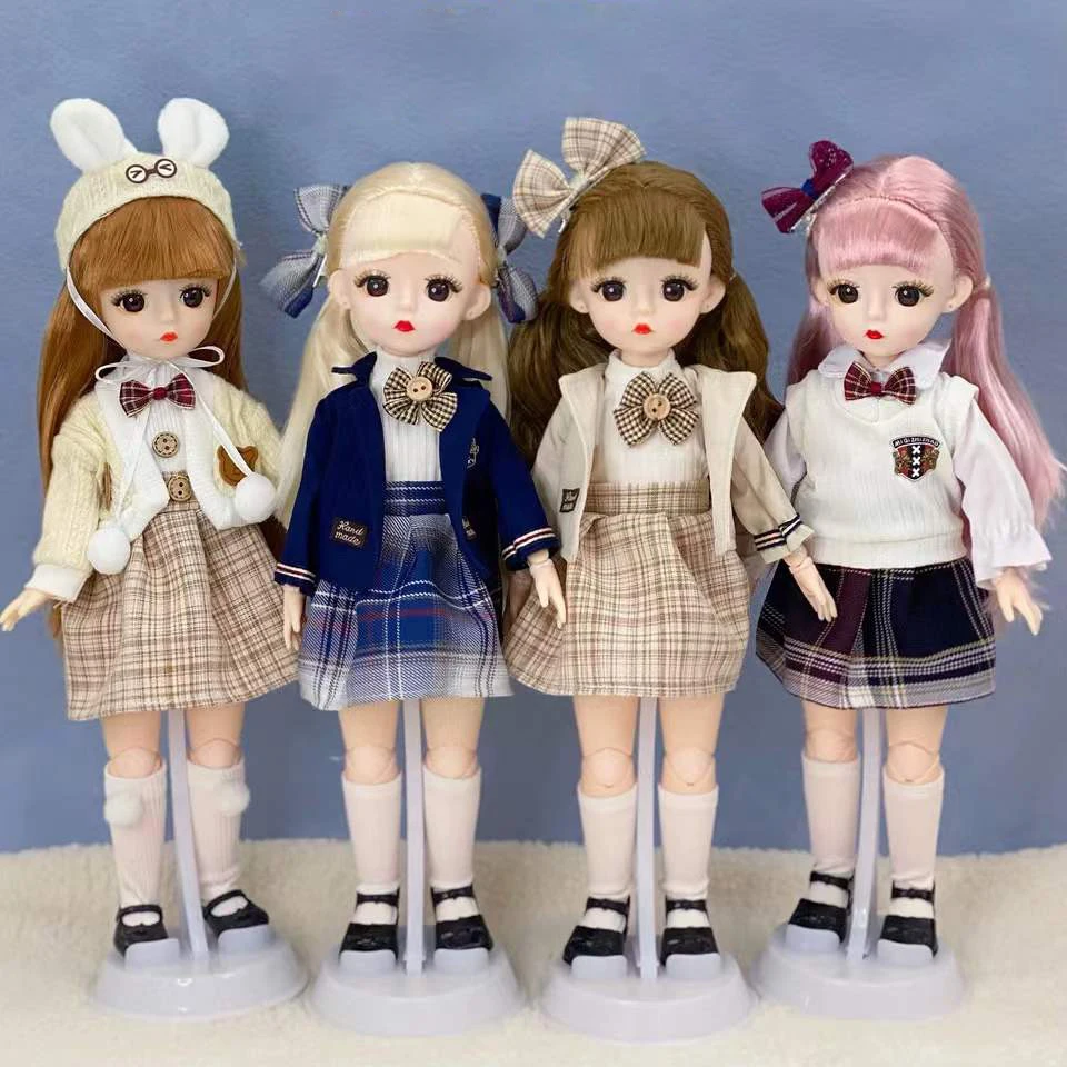 

30CM Ball Jointed Girl Toys Doll JK Academy Style Suit Cute Face 1/6 Dress Up BJD Doll 12 Inch DIY Toy For Children Holiday Gift