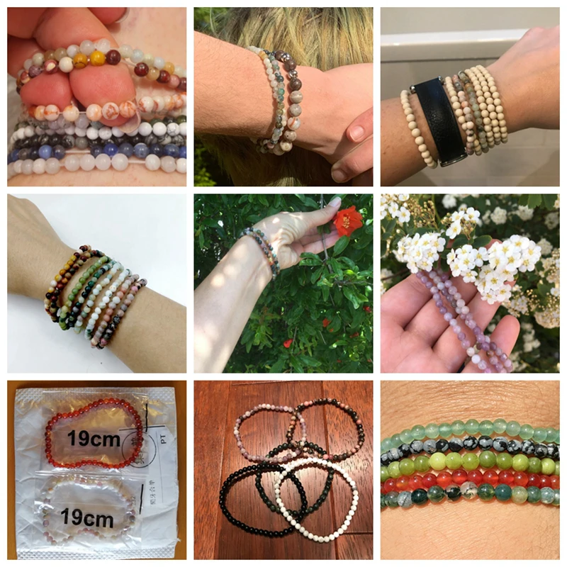 Pulsera de energía de cuentas de Chakra para mujeres y hombres, brazaletes elásticos de piedra de ónix de ágatas redondas naturales, joyería de Yoga