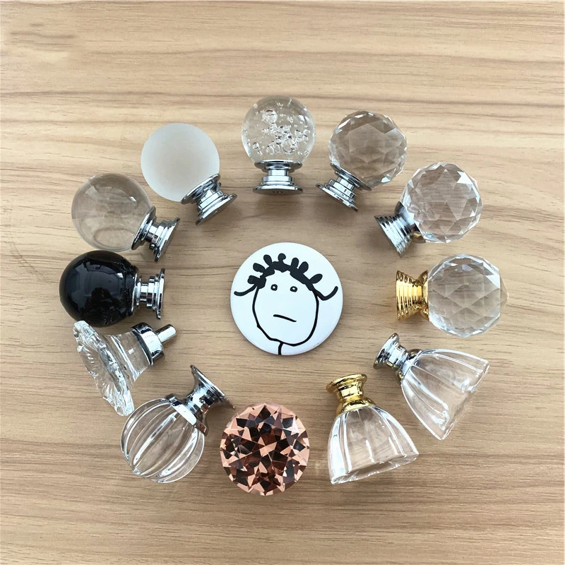 LCH 30mm Frosted Bubble Ball Crystal Knob Pumpkin Shaped Pull Cabinet Furniture Hardware Lotus Flower Handle