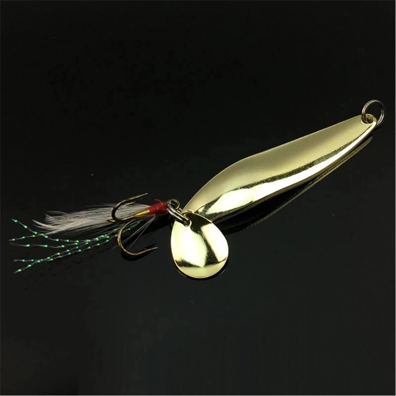 1pcs 5g 7g 10g 13g Metal Silver Sequins Fishing Lures Spoon Lure Hard Baits With Feather Bass Sea lures Wobbles Fishing Tackle