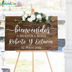 Bienvenidos a nuestra Boda Spanish Wedding Welcome signs Custom Name And Date Removable Vinyl Board Mirror Wall Sticker BD717