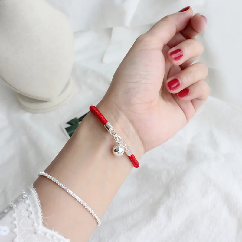 La Monada Bell Red Thread For Hand 925 Sterling Silver Bracelet Red Thread String Rope Bracelets For Women Silver 925 Couple