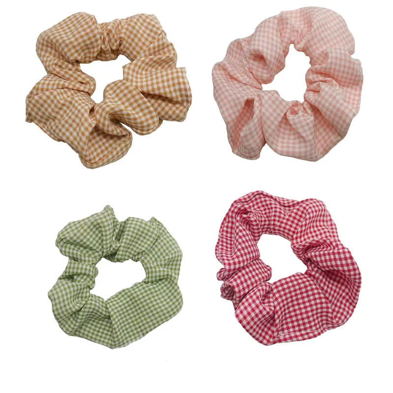 Woman Check Design Hair Ties Scrunchies Girls Plaid Elastic Hairband Hair Accessories Rope Headwear Rubber Band Ponytail Holders