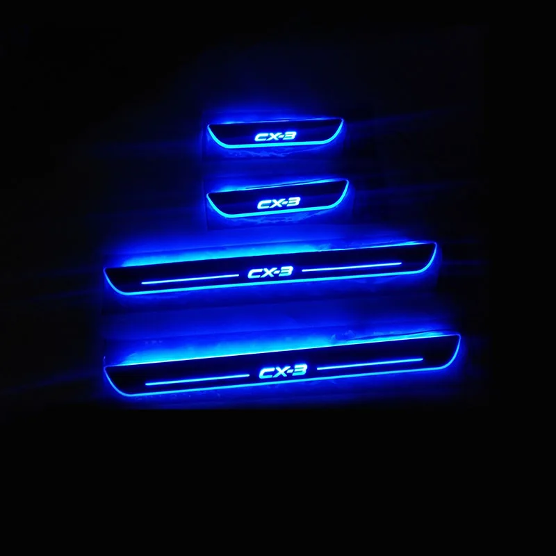 4PCS Car LED Door Sill For Mazda CX-3 CX3 2016 2017 2018 Ultra-thin Acrylic Dynamic LED Welcome Light Scuff Plate Pedal