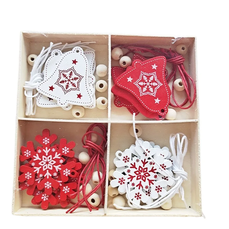 

10 Pack Wooden Box Creative Grid Home Tree Pendant Decoration Handmade Elk Snowman DIY Props Navidad Christmas