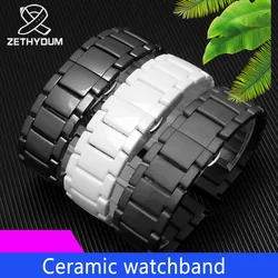 Ceramic watchband for AR1507/1509/1499/1895 Samsung Galaxy watch S3 gear 46mm watch bracelet 22mm matte polished