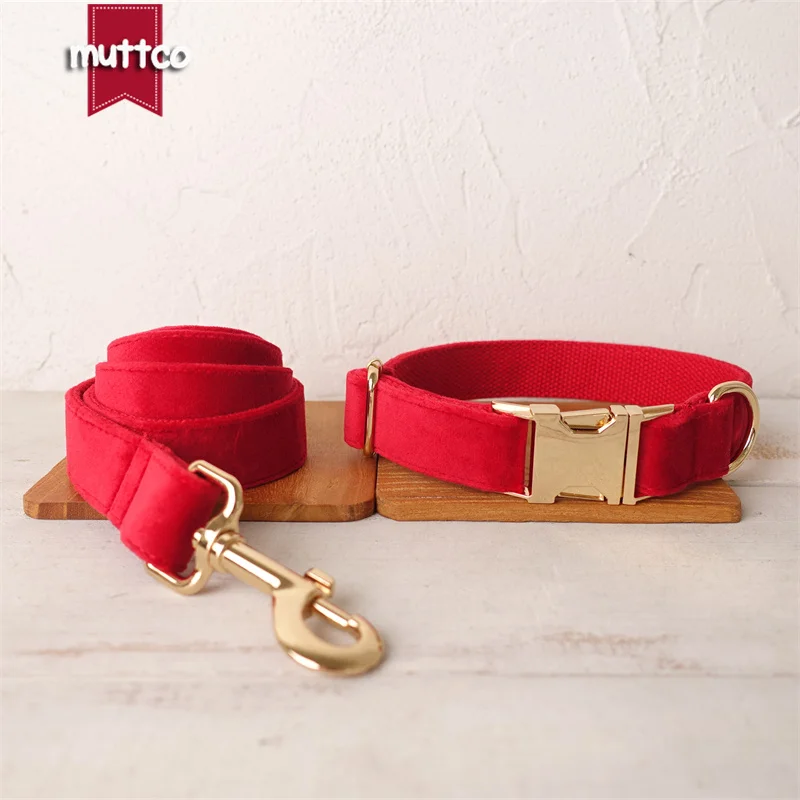 

MUTTCO unique dog collar THE RED convenient to walk the dog leash part for small medium large dog 5 size UDC107J