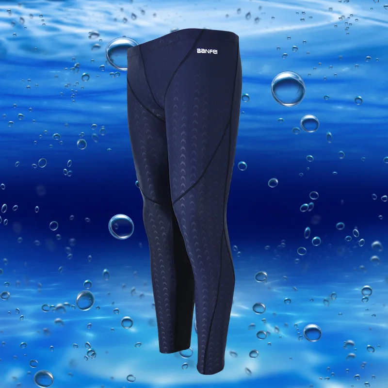 Men\'s Swimwear Long Swimsuit Protective Rush Guard Waterproof Swimming Trunks Professional Sport Men Jammers