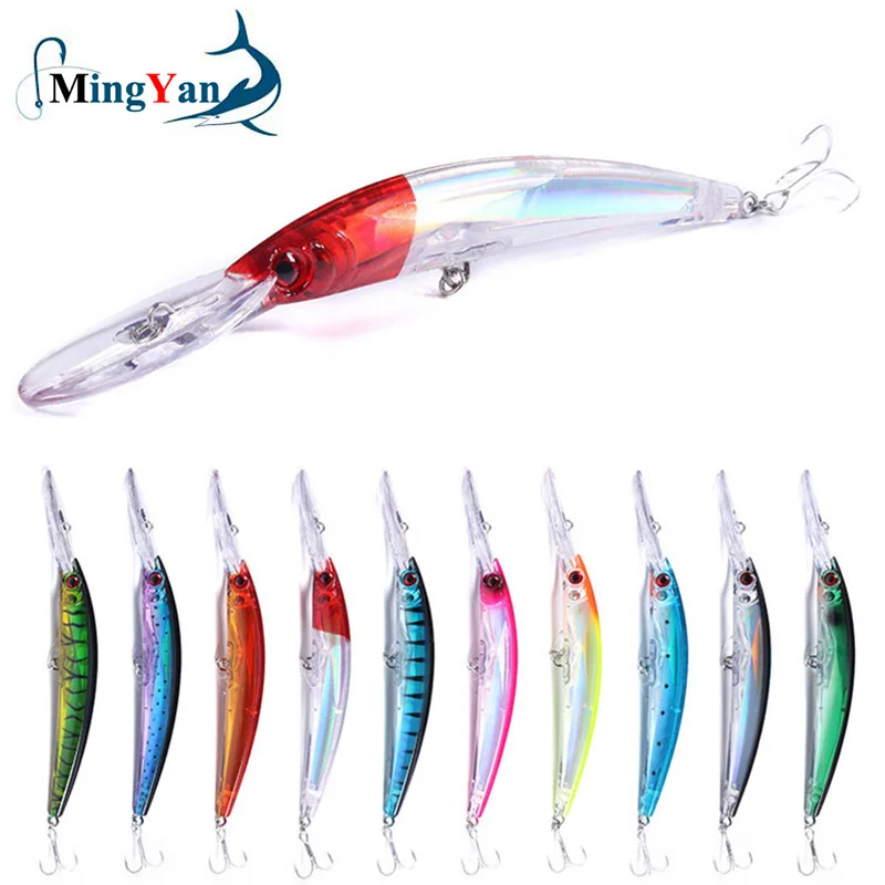 1PCS 17cm 23.5g Big Hard Bait Laser Minnow Fishing Lures Bass Fresh Water Hook Crankbait Wobblers 3D Eyes 10 Colors