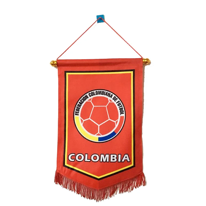 Custom Logo Square Football Team Flag Customized Exchange Flag Pennant Hanging Honor Silk Banner