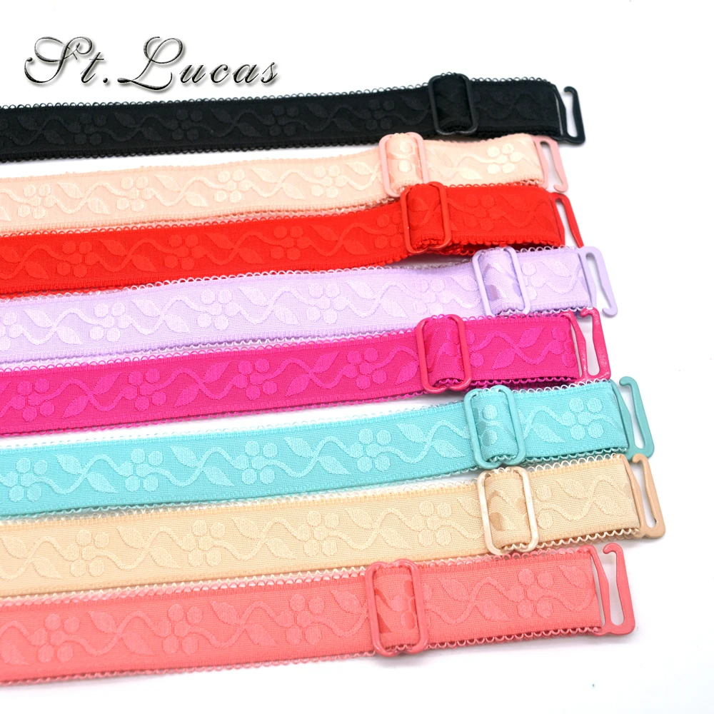 1 pair 18mm width Metal Buckle Bra Straps Women\'s colorful Silicone Bra Straps lace side Adjustable Baldric Intimates Accessory