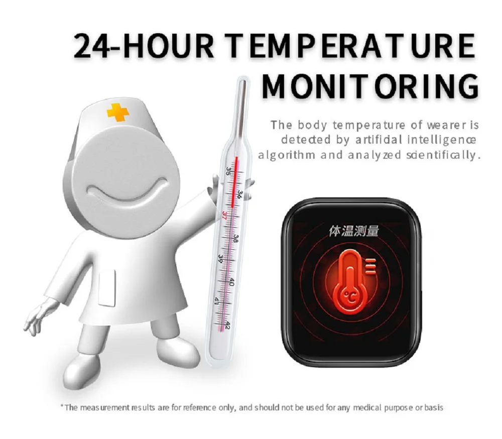 2020 Smart Uhr W58 Pro Körper Temperatur Bluetooth Herz Rate Blut Sauerstoff Druck Armband Fitness Tracker Für Android IOS