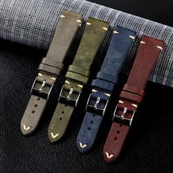 Handmade Frosted Leather Watchband PUEBLO18 19 20mm Retro First Layer Cowhide Soft Bracelet Suitable For Antique Watch Straps