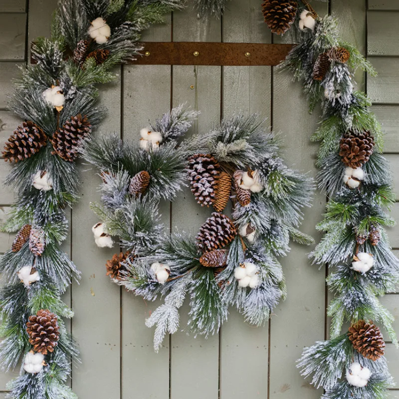 

Christmas Patio Decoration Artificial PE Fake Plants Pine Cone Garland Tree Hanging Vines for Wedding Home Wall Decor Faux Vines