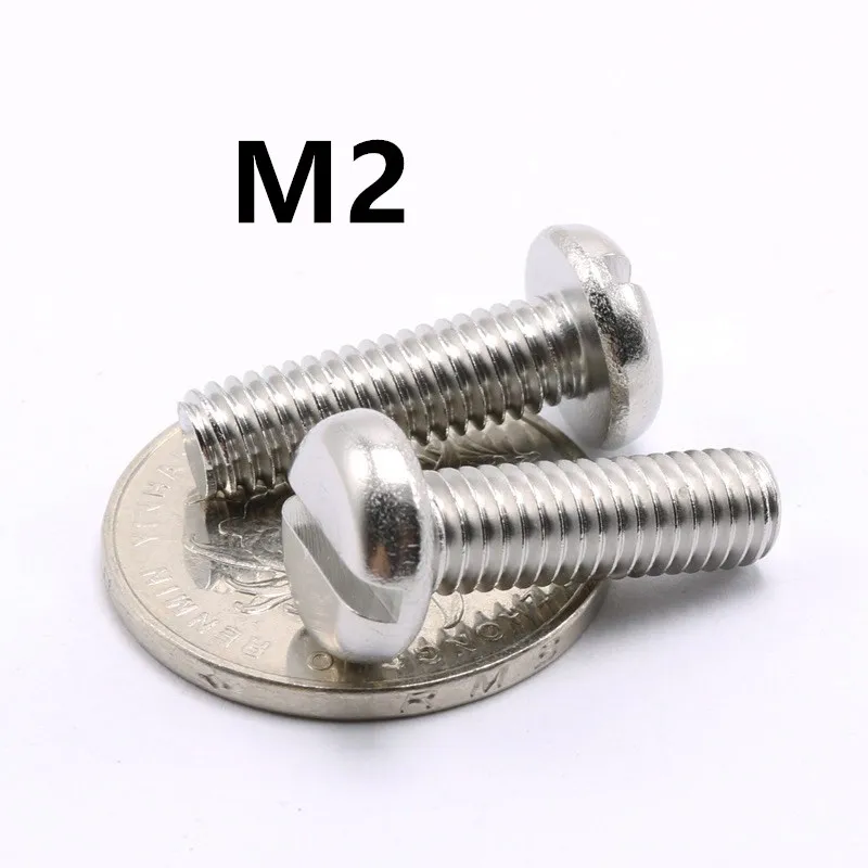 200PCS M2x3/4/5/6/8/10/12/14/16/18/20/25mm DIN85 GB67 304 Stainless Steel Slotted Pan Screws Slotted Grooving Screw