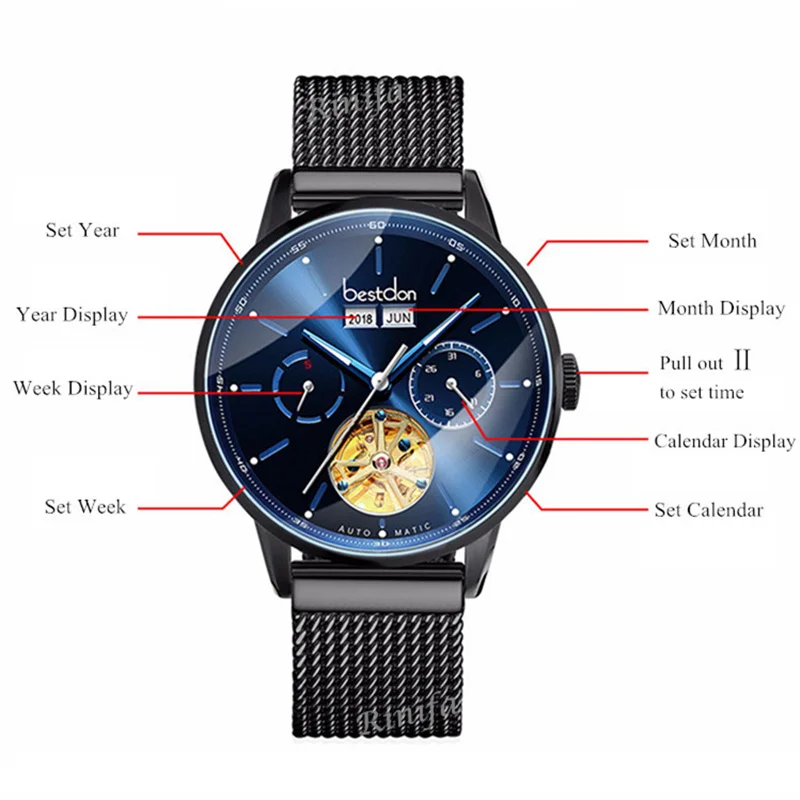 2019 Switzerland automatic watch men full steel luxury brand mechanical men watches waterproof clock montre reloj hombre relogio